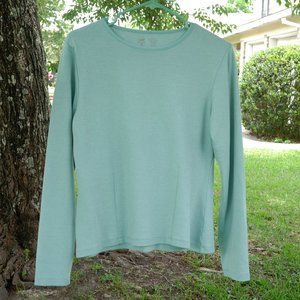 Horny Toad Dusty Turquoise Flexcel Long Sleeve Cropped Knit Top Size L